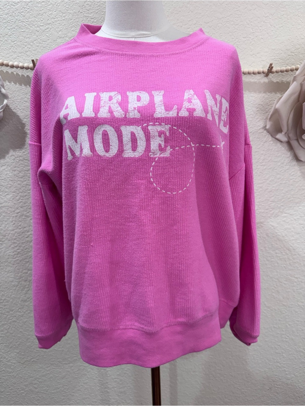 Maurices Pink 'AIRPLANE MODE' Crewneck Sweatshirt